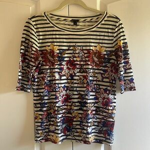 J Crew Striped and Floral T-shirt (Size XS)